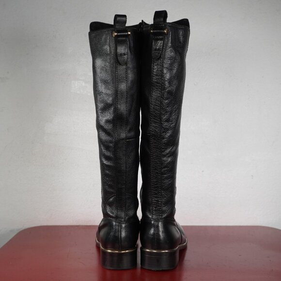 Women's Aldo Black Leather Knee High Low Heel Long Fashion Riding Boots 6 - Picture 7 of 10